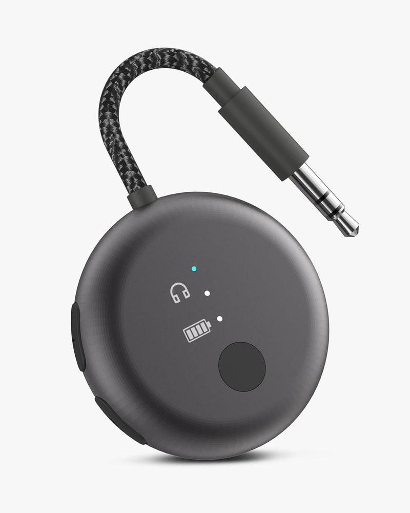 Avantree ساوندجيت R1 – محول بلوتوث للطائرات لمدة 25 ساعة لجميع AirPods (Pro/Max) مع شريحة كوالكوم و aptX Adaptive، ناقل صوت لاسلكي للسفر بالطائرة، يعمل مع سماعات Bose وغيرها من السماعات. - Image 1